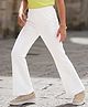 Arias Cotton Elastane Knit Full Length Solid Color Flared Leggings - White