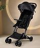 Bonfino Runway Nano Lightweight Compact Stroller - Black| Ultra-Compact Fold| 3 Level Reclining Backrest| Safety Harness| Carry Strap|  UV Protection Canopy| Cabin-Friendly Design| Linen Fabric