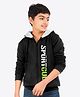 Ariel Cotton Knit Full Sleeves Sport Cult Text Printed Light Winter Hoodie - Black