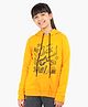 Ariel Cotton Knit Full Sleeves Rock Music Theme Printed Light Winter Hoodie - Yellow
