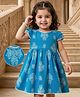 EARTHY TOUCH Single Jersey Knit Half Sleeves Ethnic Dress with Floral Print - Blue