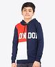 Ariel Cotton Knit Full Sleeves London Text Printed Hooded Sweatshirt - Navy Blue
