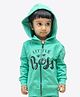 Ariel Cotton Knit Full Sleeves Little Boss Text Printed Hooded Jacket - Green