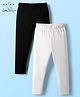 Arias Cotton Elastane Kit Full Length Solid Color Leggings Pack of 2 - Black & White
