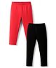 Arias Cotton Knit Full Length Solid Colour Leggings Pack Of 2 - Red & Black