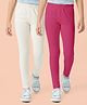 Arias Cotton Elastane Kit Full Length Solid Color Leggings Pack of 2 - Fuchsia & White