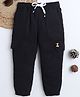 BAATCHEET Cotton Woven Solid Cargo Joggers - Black