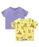 Babyoye 100% Cotton Knit Half Sleeves Jhablas With Beach Theme Print Pack of 2 - Yellow & Purple