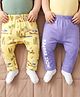 Babyoye 100% Cotton Knit Full Length Diaper Leggings With Beach Theme Print Pack of 2 - Yellow & Light Blue