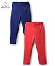 Arias Cotton Knit Full Length Solid Colour Leggings Pack Of 2 - Blue & Red