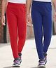 Arias Cotton Knit Full Length Solid Colour Leggings Pack Of 2 - Blue & Red