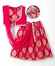EARTHY TOUCH 100% Cotton Knit Sleeveless Floral Printed Lehenga & Choli Set With Dupatta - Dark Pink