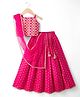 Pine Kids Woven Sleeveless Choli Lehenga Set with Dupatta Embroidery & Foil Print - Pink