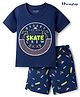 Honeyhap Premium 100% Cotton Knit Half Sleeves Shorts Night Suit With Skateboarding Print - Oceana