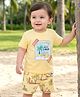 Babyoye 100% Cotton Knit Half Sleeves T-Shirt & Shorts Set with Beach Theme Print - Yellow