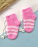 Little Peas Striped & Tassels Detailed Handmade Crochet Socks - Light Pink & White