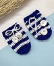 Little Peas Striped Handmade Crochet Mittens - Navy Blue & White