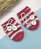 Little Peas Striped Handmade Crochet Mittens - Dark Pink & White