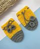 Little Peas Colour Blocked Handmade Crochet Mittens - Yellow & Grey