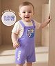 Babyoye 100% Cotton Knit Dungaree & Half Sleeves Inner T-Shirt with Beach Theme Print - Blue