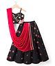 Pine Kids Woven Sleeveless Choli Lehenga Set with Floral Embroidery - Black