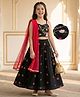 Pine Kids Woven Sleeveless Choli Lehenga Set with Floral Embroidery - Black