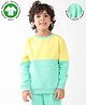 Anthrilo Fleece Knit Full Sleeves Color Block Comfort Fit Sweatshirt - Yellow & Green