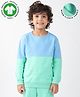 Anthrilo Fleece Knit Full Sleeves Color Block Comfort Fit Sweatshirt - Blue & Green