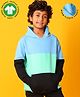 Anthrilo Fleece Knit Full Sleeves Color Block Comfort Fit Winter Hoodie - Blue & Black