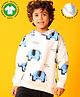 Anthrilo Fleece Knit Full Sleeves Elephant Safari Printed Comfort Fit Hoodie - Off White