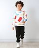 Anthrilo Fleece Knit Full Sleeves Blocks Printed Sweatshirt With Joggers - Off White & Black