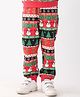 Anthrilo Fleece Knit Christmas Theme Snowman & Gift Printed Winter Joggers - Red