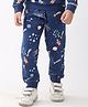 Anthrilo Fleece Knit Space Theme Printed Winter Joggers - Blue