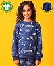 Anthrilo Fleece Knit Full Sleeves Space Theme Printed Light Winter Sweatshirt - Blue
