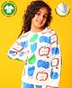 Anthrilo Fleece Knit Full Sleeves Apple & Pear Printed Light Winter Sweatshirt - White