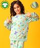 Anthrilo Fleece Knit Full Sleeves Butterfly Printed Light Winter Sweatshirt - Green