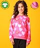 Anthrilo Fleece Knit Full Sleeves Hearts Printed Light Winter Sweatshirt - Pink