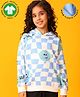 Anthrilo Fleece Knit Full Sleeves Chessboard Checked Light Winter Hoodie - Blue