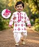 EARTHY TOUCH Single Jersey Knit Full Sleeves Kurta Dhoti Set With Floral Print - White