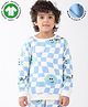 Anthrilo Fleece Knit Full Sleeves Checked Comfort Fit Sweatshirt - Blue