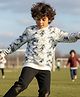 Anthrilo Fleece Knit Full Sleeves Marble Printed Comfort Fit Sweatshirt - Blue