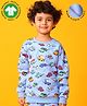 Anthrilo Fleece Knit Full Sleeves Cars Printed Sweatshirt - Sky