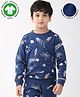 Anthrilo Fleece Knit Full Sleeves Space Printed Light Winter Sweatshirt - Blue
