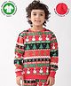 Anthrilo Fleece Knit Christmas Theme Full Sleeves Snow Man & Ho Ho Text Printed Light Winter Sweatshirt - Red