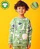 Anthrilo Fleece Knit Full Sleeves Animals Printed Light Winter Sweatshirt - Green