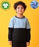 Anthrilo Fleece Knit Full Sleeves Colour Blocked Light Winter Sweatshirt - Black
