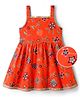 EARTHY TOUCH Single Jersey Knit Sleeveless Ethnic Dress with Floral Glitter Print - Orange