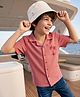 Kookie Kids Cotton Woven Half Sleeves Shirt With Palm Tree Print - Pink
