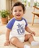 Babyoye 100% Cotton Knit Half Raglan Sleeves Onesie With Text Print - Purple & White