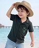 Kookie Kids Cotton Woven Half Sleeves Shirt With Tree Print - Dark Green
